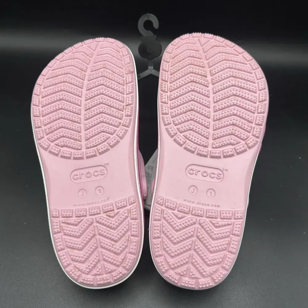 Kids Juniors Crocs Pink Bayaband Clog K Size 1 (j1) Comfort Shoes 205100-606 NEW